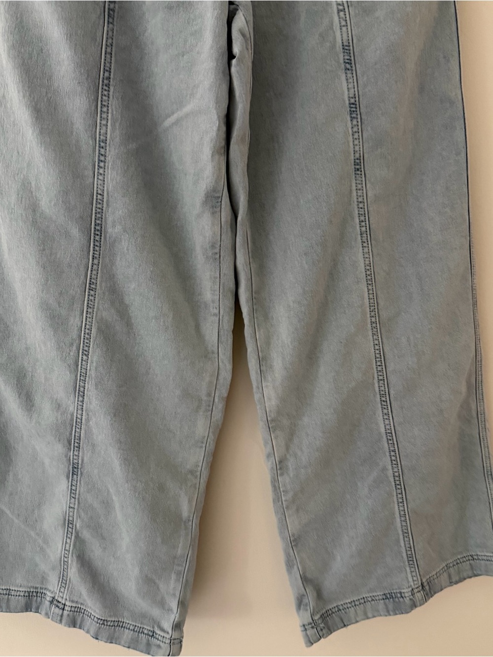 Aerie Pants Me-Day Tie Waist Pant Cotton Denim Light Wash Size Medium - Picture 10 of 10